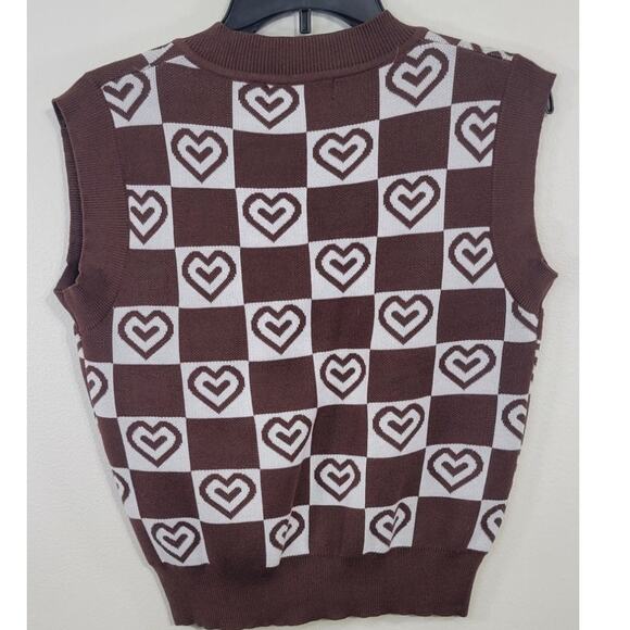 Retro Sweater Womens Large/X-Large V-Neck Heart 70's Retro Hippie Sweater Vest - Picture 3 of 7
